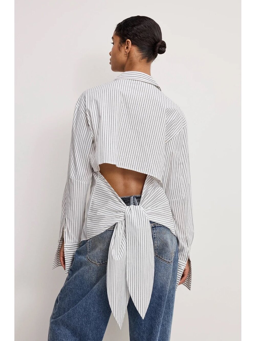 Good American Poplin Tie Back Shirt